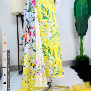 পাকিস্তানি ইন্সপায়ার্ড লোণ থ্রীপিস | Pakistani Inspired Lown Unstitched Three pies