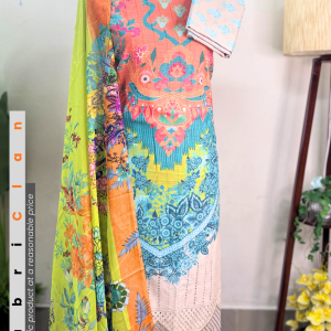 পাকিস্তানি ইনস্পায়ার্ড সীমার লোন থ্রীপিস । Pakistani inspired three pies unstitched lown