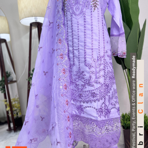 Sky-Purple লাক্সারি কটন রেডিমেড থ্রিপিস