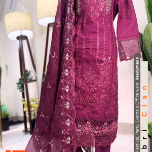 Magenta লাক্সারি কটন রেডিমেড থ্রিপিস