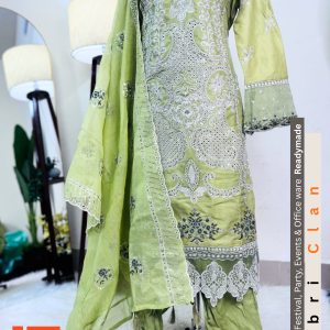 Olive Green লাক্সারি কটন রেডিমেড থ্রিপিস