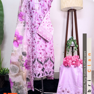 Purple-Pink পাকিস্তানি ইন্সপায়ারড লেজারকাট কটন | Pakistani Inspired laser Cut