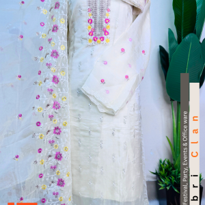 White স্টার জর্জেট লাক্সারি ফোর পিস