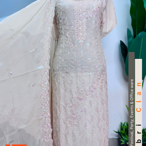 Golden Heavy Work স্টার জর্জেট লাক্সারি লেজারকাট ফোর পিস ড্রেস