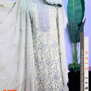 Offwhite স্টার জর্জেট স্টোন লাক্সারি লেজারকাট ফোর পিস