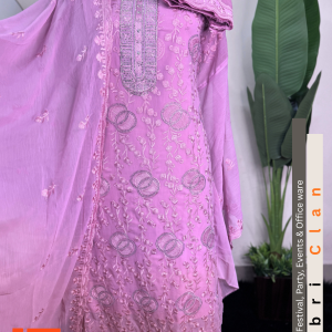 Onion Purple স্টার জর্জেট স্টোন লাক্সারি লেজারকাট ফোর পিস