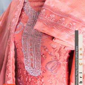 Alternative view of Onion Orange স্টার জর্জেট স্টোন লাক্সারি লেজারকাট ফোর পিস