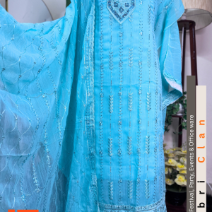 Frozen Blue স্টার জর্জেট লাক্সারি ফোর পিস