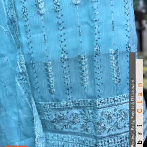 Alternative view of Frozen Blue স্টার জর্জেট লাক্সারি ফোর পিস