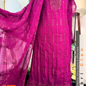 Maroon স্টার জর্জেট লাক্সারি ফোর পিস